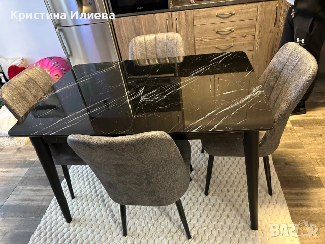 Трапезна стъклена маса четна, мрамор, снимка 10 - Маси - 53358375