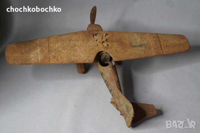 Стара Немска метална механична играчка модел самолет, снимка 4 - Колекции - 53190911