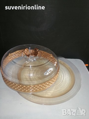Стъклен поднос за торта/кекс с капак