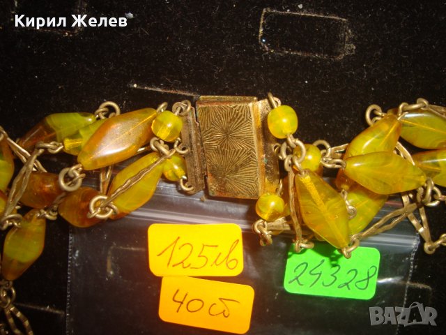 СТАРИННА АРТ ДЕКО ОГЪРЛИЦА от МУРАНО и БРОНЗ ЦВЕТНО ВЕНЕЦИАНСКО СТЪКЛО РЕТРО АРТ БИЖУ РЯДКО 24328, снимка 7 - Антикварни и старинни предмети - 33957553