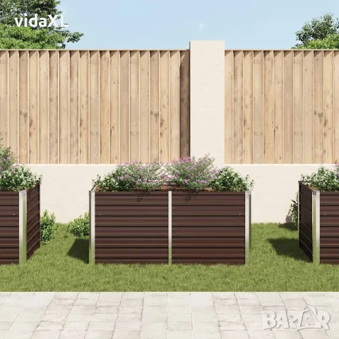 vidaXL Повдигната леха, кафява, 160x80x77 см, поцинкована стомана, снимка 3 - Саксии и кашпи - 56147588
