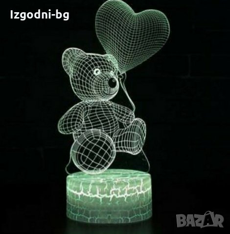  Романтичен подарък! 3D LED светещо мече с дистанционно, снимка 7 - Романтични подаръци - 31425911