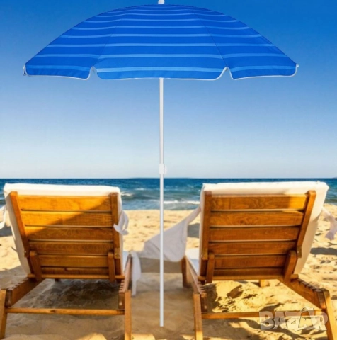 Плажен чадър Muhler U5016 – 130x180 см, с метална конструкция и устойчив TNT плат, снимка 4 - Други стоки за дома - 52105971