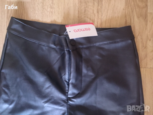Черен кожен панталон, снимка 3 - Панталони - 54236553