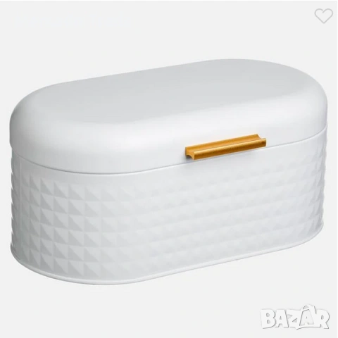 Метална кутия за хляб Mercado Trade, Овална, Бял, снимка 2 - Кутии за съхранение - 54111425