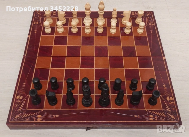 Шах и табла фигури и пулове дърво за ценители 32см 