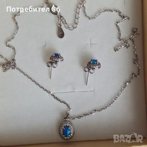 Нов сребърен комплект с опал , снимка 3 - Бижутерийни комплекти - 56473789