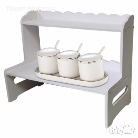 Двуслоен органайзер за плот – стилен ред без усилие | 38.5×30×19.5 см, снимка 6 - Аксесоари за кухня - 51081164