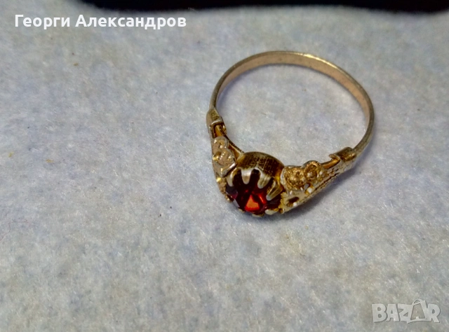 Старинен ПОЗЛАТЕН АЖУРНО ОРНАМЕНТИРАН РУСКИ ПРЪСТЕН с БЛЕСТЯЩ ГРАНАТ Ръчно Ювелирно Фасетиран, снимка 5 - Антикварни и старинни предмети - 54307053