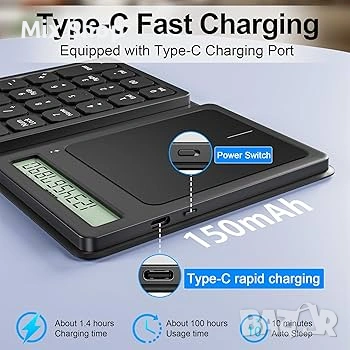 Нова Bluetooth цифрова клавиатура, сгъваема 2.4G безжична цифрова клавиатура с дисплей, снимка 4 - Друга електроника - 53910922