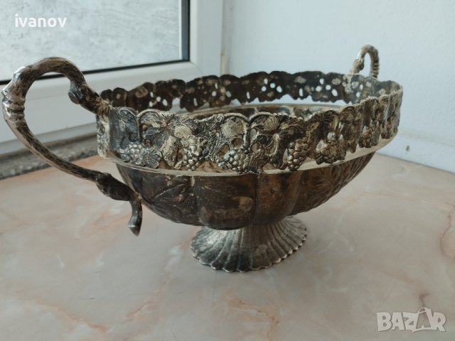 Голяма посребрена фруктиера , снимка 9 - Антикварни и старинни предмети - 42720687