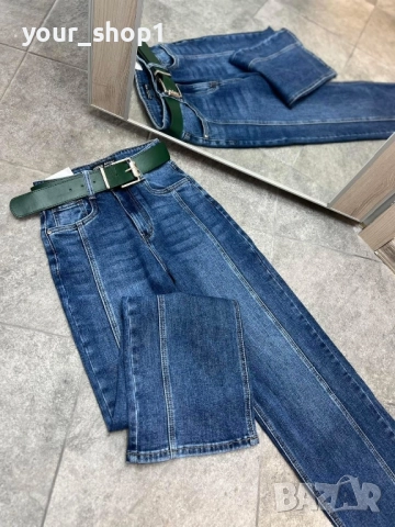 Дамски дънки + колан широк крачол wide leg , снимка 3 - Дънки - 51866739