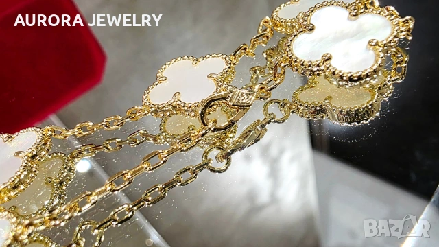Van Cleef & Arpels VCA 5 Motifs Gold Mother of Pearl Vintage Alhambra Дамска Гривна, снимка 7 - Гривни - 53890721