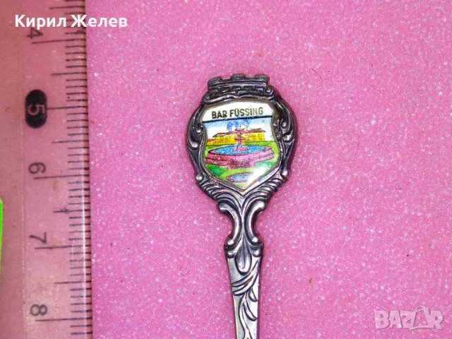 Bad Füssing СТАРА НЕМСКА КОЛЕКЦИОНЕРСКА ЕМАЙЛИРАНА СРЕБЪРНА ЛЪЖИЧКА За КАФЕ СРЕБРО 800 ПРОБА 42995, снимка 9 - Колекции - 44376107