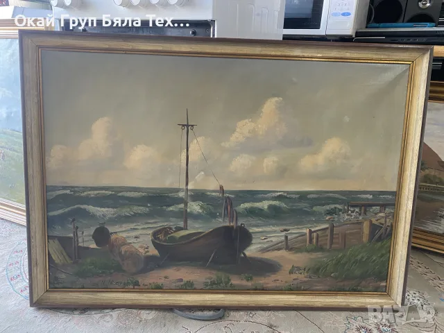 🌊 СТАРА МАСЛЕНА КАРТИНА – МОРСКИ ПЕЙЗАЖ – 200 €
