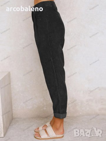 Дамски широки панталони от кадифе с висока талия и широки прави крачоли, 7цвята - 023 , снимка 13 - Панталони - 42815362