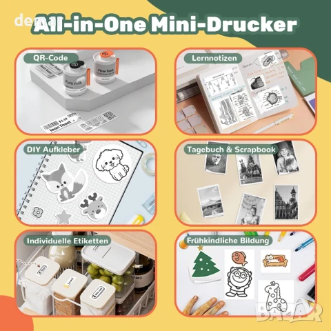 Принтер за стикери, Print Pod, мини преносим принтер с 8 ролки хартия, снимка 7 - Принтери, копири, скенери - 50910865