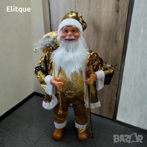 Луксозна коледна фигура Дядо Коледа в златно (50 / 70 / 90 см)