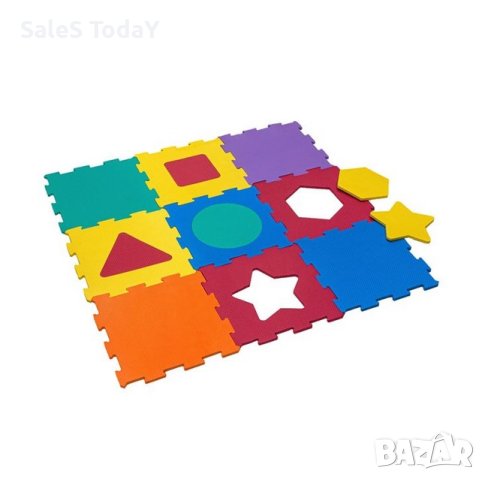 Детски килим, различни фигури, 31,5x31,5 см, 9 части