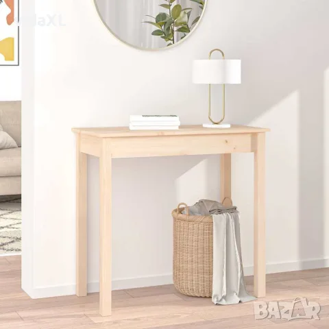 vidaXL Конзолна маса 80x40x75 см борово дърво масив, снимка 3 - Маси - 56147939