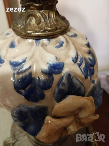 Настолна лампа-месинг и порцелан, снимка 3 - Настолни лампи - 50935432