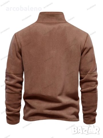 Мъжки едноцветен суичър с  полар, дълги ръкави и половин цип, 3цвята , снимка 3 - Суичъри - 42898404