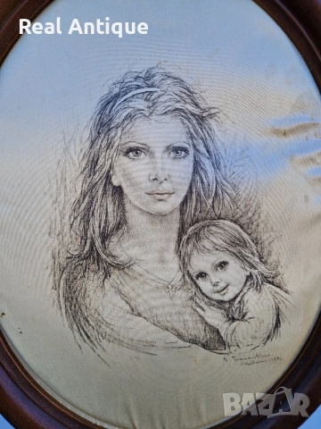 Прекрасна антикварна италианска авторска картина върху коприна- Тарантино , снимка 4 - Картини - 51470906