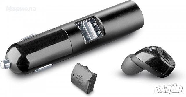 Слушалка Cellularline Car Headset Mini 5495, безжична, микрофон, Bluetooth, зарядно за кола