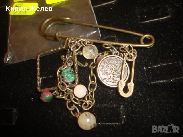 АРТ МЕСИНГОВА БРОШКА с ВИСУЛКИ КАМЪНИ КРИСТАЛИ и ДЪРВОТО на ЖИВОТА ИГЛА 14203, снимка 8 - Други - 30554954