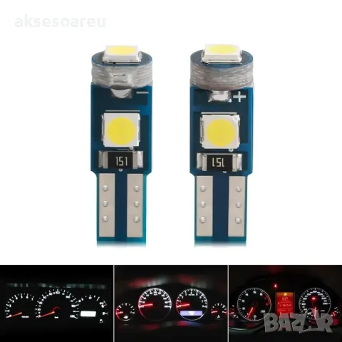 Нова Супер ярка T5 Led крушка 3SMD 3030 светлина Лампа за арматурното табло на кола индикатор, снимка 5 - Аксесоари и консумативи - 50336543