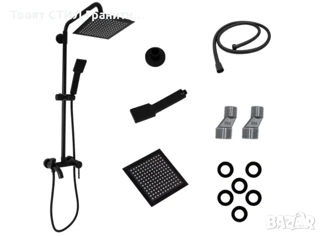 Черен душ за баня с чучур, душ колона Rome Black