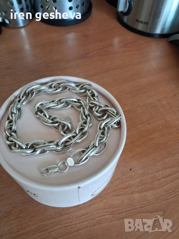 сребърен ланец, снимка 2 - Колиета, медальони, синджири - 54345567