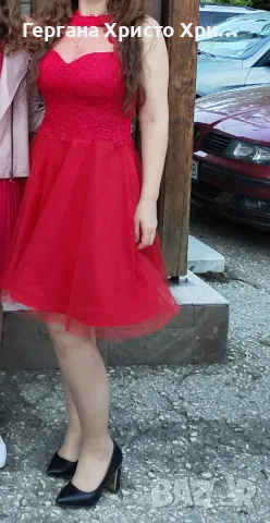 Официална червена рокля, снимка 1