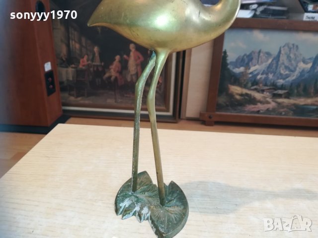 голямо фламинго-мед/месинг/бронз-33х20х16см, снимка 16 - Колекции - 30243701