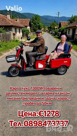Електрическа триколка товарна карго лукс, снимка 3 - Мотоциклети и мототехника - 55720235