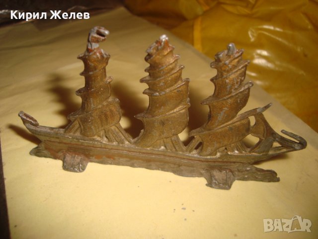 СТАР ОЛОВНА СТАТУЕТКА ФИГУРКА на КОРАБ ВЕТРОХОД ПЛАТНОХОД ЛАКИРАН РЯДЪК за КОЛЕКЦИЯ ДЕКОРАЦИЯ 22736, снимка 9 - Колекции - 38138051