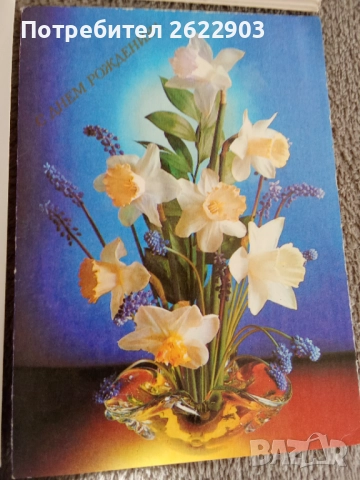 Руски поздравителни картички за рожден ден, снимка 8 - Колекции - 52413061