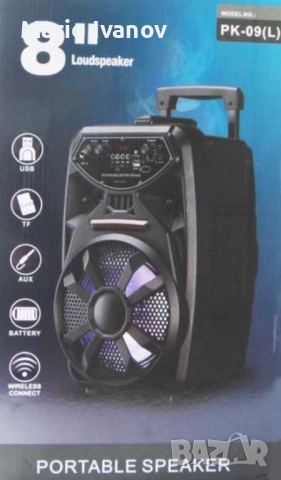 Преносим Bluetooth високоговорител с вход за микрофон PK-09(L), снимка 6 - Bluetooth тонколони - 52855075