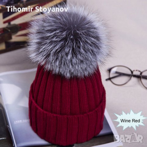 Дамска зимна шапка с пух, снимка 3 - Шапки - 30515397