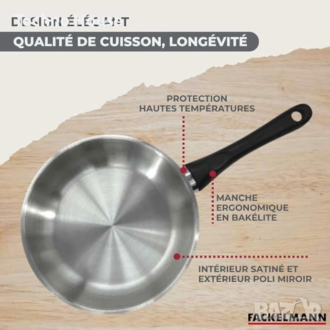 Tиган Fackelmann, 20см, изработен от неръждаема стомана 18/8, подходящ за всички видове котлони, снимка 2 - Съдове за готвене - 54215627