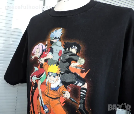 Naruto Squad 7 Manga Series Character Logo Black Tee T-shirt Mens Size XL/XXL , снимка 11 - Тениски - 49345343