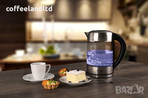 NEW Стъклена ел. кана за вода 1,7 л. с темп. контрол AD 1247 , снимка 6 - Кани - 31416277