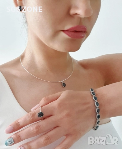 Сребърни обеци с естествен топаз, снимка 11 - Обеци - 52876211