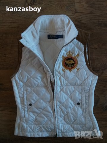 Polo Ralph Lauren Equestrian Vest Suede Trim White Quilted Full Zip - страхотен дамски елек , снимка 6 - Елеци - 42925510