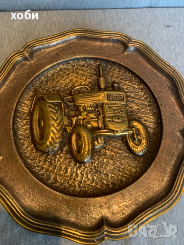 старо бронзово пано за стена трактор FORD, снимка 3 - Антикварни и старинни предмети - 52976052