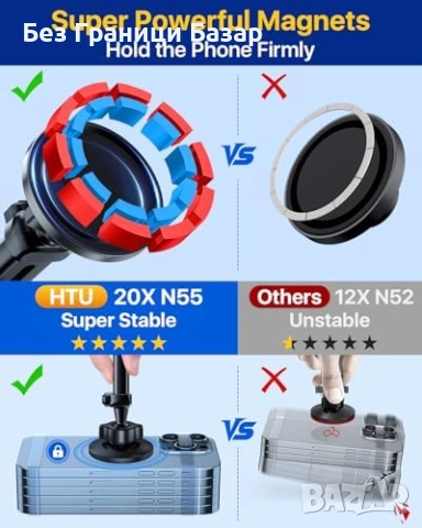 Нов стойка Магнитен държач за кола MagSafe алуминиев, стабилен, въртящ, снимка 2 - Селфи стикове, аксесоари - 52002559