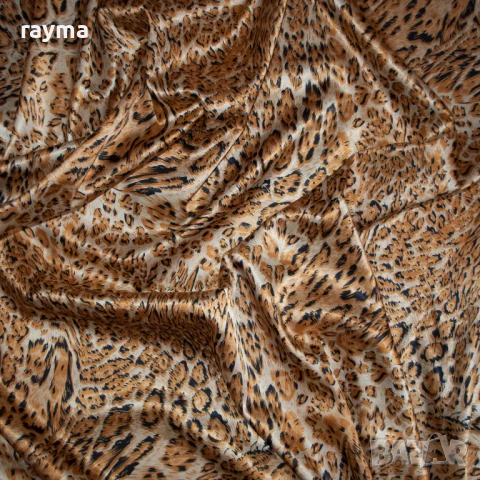 -40% Плат италиански дизайнерски еластичен сатен принт леопард