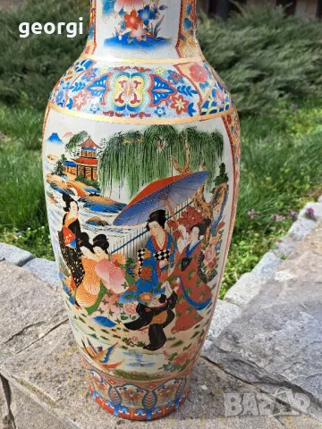 голяма японска порцеланова ваза , снимка 5 - Вази - 49505348