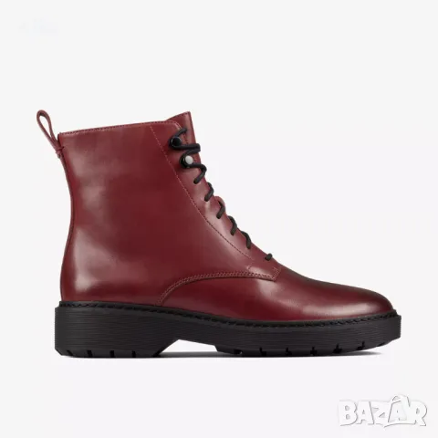 Дамски кожени боти Clarks в цвят бордо 37,5 (отговаря на 37), снимка 2 - Дамски боти - 49614778