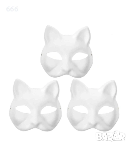 Комплект от 5 броя Котешки маски за лице Направи си сам аниме маски, снимка 9 - Други - 53909293